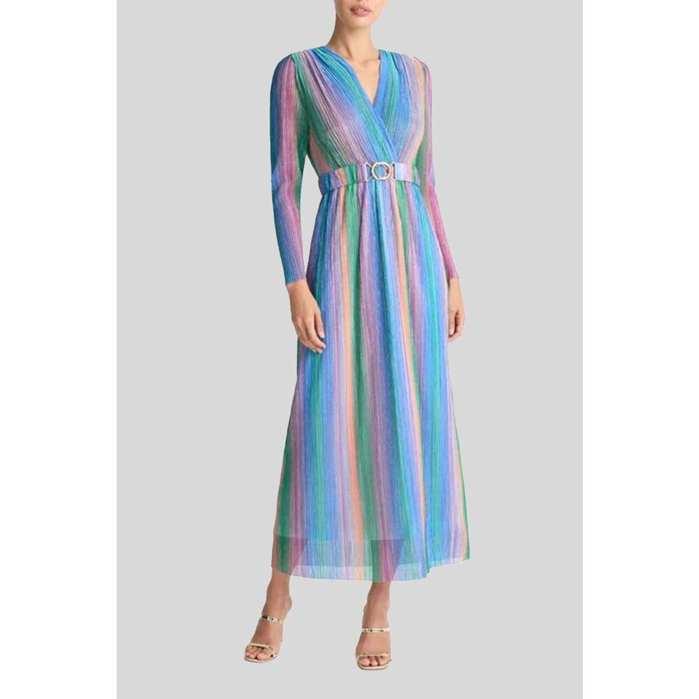 Sheike Summer Stripes Metallic Multi Dress - 4 - Blue Purple Multi